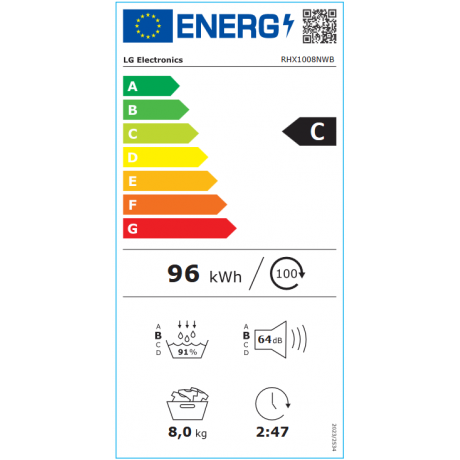 LG RHX1008NWB Στεγνωτήριο Ρούχων 8kg με Αντλία Θερμότητας